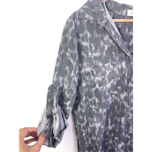 Bella Dahl Button-Down Grey Camo Dress Mini Size M - Picture 3 of 11